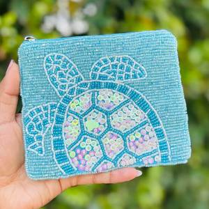 Monedero de moda para mujer con bordado de cuentas, elegante bolsa de monedas con cremallera y bordado de cuentas para niñas - Product Image 3