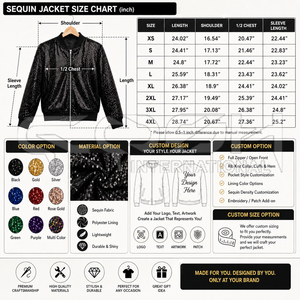 Chaqueta universitaria negra con lentejuelas y purpurina para mujer de Cosh International, de manga larga con cremallera, ropa exterior de moda para hermandades. - Product Image 6