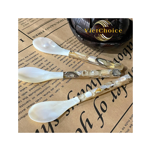 Ensemble de 5 cuillères en nacre naturelle, cuillères à café, à thé, à dessert, à caviar, vaisselle de cuisine, fabrication artisanale, VIETCHOICE - Product Image 1