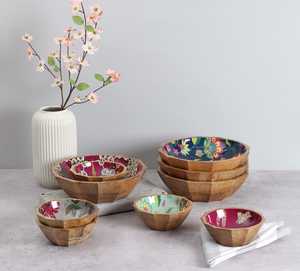 Bol de service en bois émaillé artisanal de luxe, vaisselle décorative élégante pour cuisine et salle à manger modernes - Product Image 5