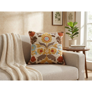 Luxury Cotton Turner Embroidered Cushion Cover | Decorative Floral Embroidery <b>Throw</b> <b>Pillow</b> Cover | Handmade Home Decor - Product Image 3