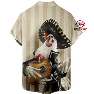 เสื้อฮาวาย ORVO Sports Men ผ้าถักโพลีเอสเตอร์ 100% 140 กรัม แขนสั้น ปกคอปก พิมพ์ลายดิจิตอลลายนกแก้ว สไตล์ลำลองสำหรับฤดูร้อน - Product Image 6