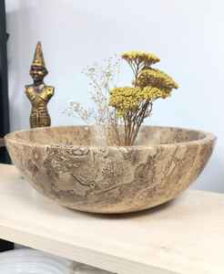 Plateau de rangement moderne en marbre naturel bleu gris clair Stonekocc, bol décoratif de luxe pour salon et bureau, idéal pour la maison et l'hôtel, par UO - Product Image 1