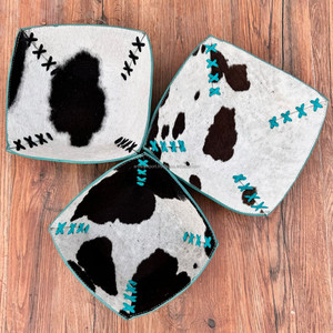 ชุดชามหนังวัวสีน้ำตาลและสีขาวบนผมหนังวัวแบบใหม่ชุด3ถาดถาดถาดหนังนูนสีเทอร์ควอยส์ของขวัญแต่งงานสุดหรู - Product Image 2