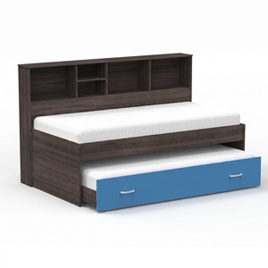 Lit superposé moderne 2223 pleine taille avec lit gigogne, bibliothèque, tête de lit, étagères de rangement, panneau en bois, meubles de chambre d'enfant - Product Image 2