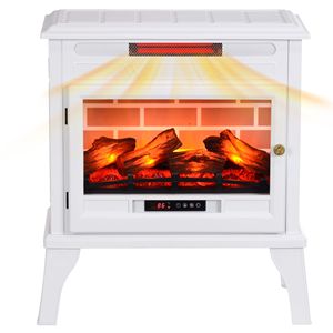 Caminetto Elettrico Autoportante da 1000W/1500W con Display LED e Telecomando (Bianco) - Product Image 1