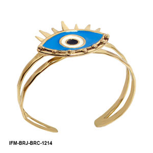 Bracelet ajustable pour femme en laiton plaqué or, fait main, motif Azure Vigil, avec émail œil bleu, talisman protecteur, résistant au ternissement - Product Image 6