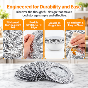 Dropshipping XH-001 Heat <b>Insulated</b> Elastic Aluminum Foil <b>Dish</b> Covers Thick High Temp Resistant Tin Foil Fresh Keeping Food - Product Image 3
