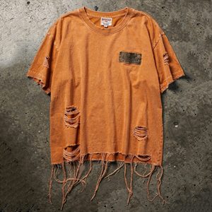 High Quality Distressed T Shirt Women Short Sleeve Summer Distress Tee Shirts Ladies 100% Cotton Polyester Distressed T-Shirt - Product Image 1