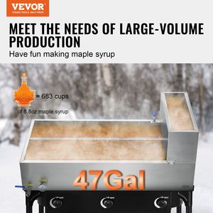 Casserole d'évaporateur en acier inoxydable 304 pour sirop d'érable avec vannes et thermomètre pour la préparation de sauce - Product Image 2