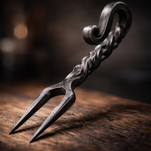 Custom Hand Forged <b>BBQ</b> Meat Fork Premium Twisted Iron Handle Steak Carving Fork Handmade Grill Kitchen <b>Tool</b> - Product Image 4