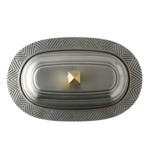 Plat à beurre ovale en acier inoxydable avec couvercle, motif gravé vintage, hermétique, vaisselle de cuisine pour les fêtes - Product Image 3