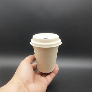 Eco Friendly Bagasse Coffee <b>Cup</b> with Lid for Takeaway Hot Drinks 80mm Lids Disposable Beverage <b>Cup</b> Smooth Closure Type Lids - Product Image 3