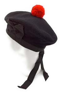 Eoin Winston Sports Scottish Tartan Hat Pins with <b>Red</b> <b>Pom</b> <b>Pom</b> and Thistle Badge Black and <b>Red</b> Checkered Band Four Seasons Wear - Product Image 4