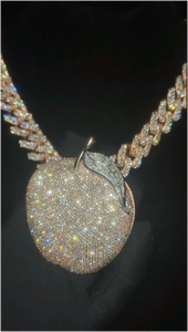 CONCEPTION Nuevo Collar con Colgante de Manzana Frutal Brillante y Lujoso, Chapado en Oro sobre Plata 925, con Moissanita Completa, para Hombre y Mujer, Estilo Hip Hop GRA - Product Image 3