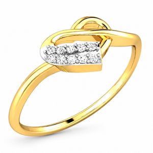 Bague en or jaune 10 carats en forme de cœur avec diamant pour femme |   Bijou de promesse d'amour pour anniversaire, coupe ronde 0,10 TCW, élégant et tendance - Product Image 1