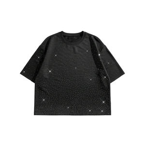 Brand High Quality <b>Tshirt</b> 100% Heavy Cotton Hip Hop Rhinestones Tee T-shirts Acid Wash Printed T Shirt for Men - Product Image 2