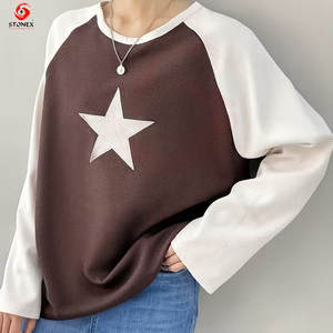 Camisetas Personalizadas de Manga Larga Raglán para Hombre, Tejido Waffle Térmico, Algodón, Corte Regular, con Estampado de Estrellas - Product Image 5