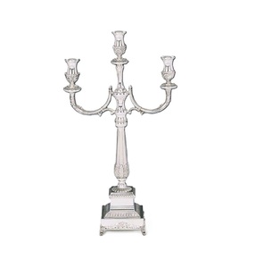 Elegant 3-Arm Silver Plated Candelabra Classic Empire Style Candle Holder Centerpiece For Wedding And Home Dining Table Decor - Product Image 1