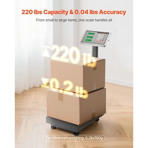 Bilancia Digitale da Pavimento con Capacità di Carico 100 kg, Precisione 0,04 kg, Bilancia Elettronica LB/KG con Funzione Tara e Calcolo Prezzo per Bagagli - Product Image 2