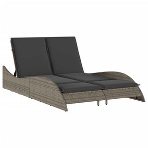 Tumbona Doble Grande para Patio Exterior en Ratán PE Gris, Tumbona de Primera Calidad con Asientos Cómodos - Product Image 2