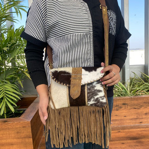 กระเป๋าสะพายพาดลำตัวหนังวัวสำหรับผู้หญิงกระเป๋าสะพายข้างหนังแท้สุดหรูสินค้ามาใหม่2024 - Product Image 3