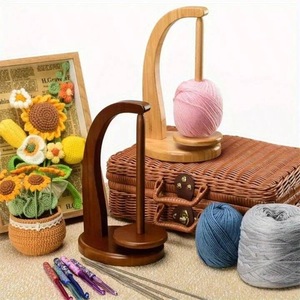 Wooden Yarn Holder Knitting Crochet Yarn Ball Stand Magnetic <b>Rotating</b> Anti Slip Portable Craft Accessory - Product Image 5