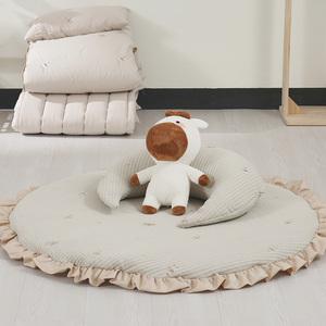 [S.P Company] Tapis rond en coton premium lolbaby, tapis de jeu brodé pour bébé, couverture de sol lavable pour la chambre d'enfant - Product Image 3