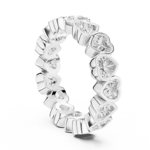 Bague Éternité Unisexe en Argent 925 avec Diamant de Laboratoire Taille Cœur 3.68 CTW Couleur E, Sertie en Bezel, Bijou Fin Romantique - Product Image 4
