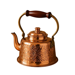 Bouilloire en cuivre pur gravée avec poignée et couvercle, bienfaits ayurvédiques pour la santé, pour la cuisine à domicile, service de thé et de café sur table - Product Image 2