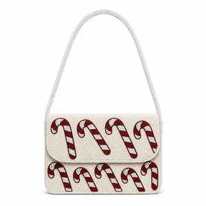 Bolso de Mano Bordado con Cuentas Joy, Diseño Navideño Floral Rojo y Blanco, Hecho a Mano, Color y Forma Personalizados, ARTE INDIO EXOTICO - Product Image 5