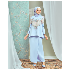 Baju Kurung Cotton Silk <b>Puff</b> Shoulder Embroideries Baju Kurung Modern Size Plus SIPO 2023 Eid Malaysia Muslim Women - Product Image 5