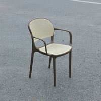 Fauteuil d'extérieur moderne et durable en plastique imitation rotin avec structure métallique pour café, terrasse et salle à manger d'appartement, résistant à l'eau et aux UV