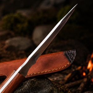 Couteau de chasse et de camping artisanal de qualité industrielle, lame en acier inoxydable, manche en bois, couteau fixe de survie en plein air, 8 pouces - Product Image 2