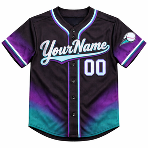 ผู้ผลิตเสื้อเบสบอลแบบ OEM ตามสั่ง ผ้าโพลีเอสเตอร์ 100% แห้งเร็ว ระบายอากาศได้ดี พิมพ์ลายชื่อและหมายเลขผู้เล่นแบบซับลิเมชั่น - Product Image 1