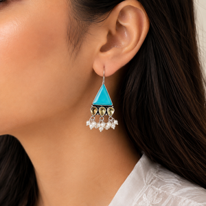 Boucles d'oreilles pendantes de fiançailles pour femmes, de haute qualité, style bohème, avec onyx serti clos et finition argenté antique, fournisseur en gros - Product Image 3