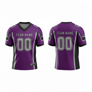 Maillot d'entraînement de football américain personnalisé pour adultes, manches courtes, respirant, option grande taille, 100 % polyester, col en V - Product Image 4