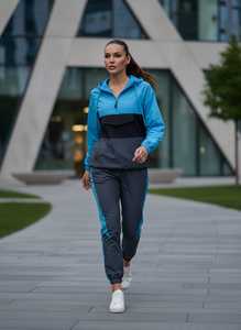 Whiteaura International Premium <b>Lightweight</b> Nylon Windproof Oversized Hooded <b>Jacket</b> Pants 2-Piece <b>Running</b> Set Patchwork Side - Product Image 3