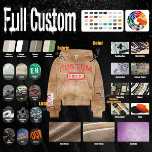 Sudadera con capucha Sunfaded de 450 g/m² para hombre, 100 % algodón, felpa francesa, con estampado gráfico de pedrería bordado, cremallera completa, estilo urbano holgado - Product Image 5
