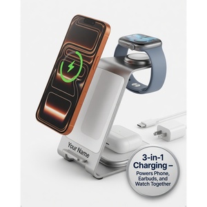 Soporte de Carga Inalámbrico 3 en 1 de Aluminio Intoval, Carga Rápida para iPhone 17/16/15/14 Pro Max y Apple Watch OEM - Product Image 1