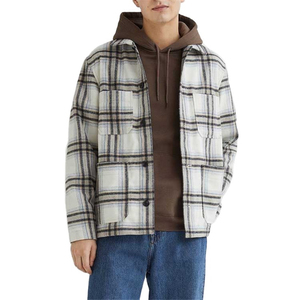 Wholesale <b>Mens</b> High Quality <b>Checkered</b> Flannel Shirt With Hood Casual Winter Button Front Plaid Shacket Outerwear Top - Product Image 1