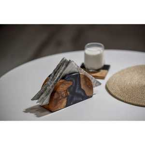 Porte-serviettes en bois moderne, base en bambou en forme de V géométrique, rangement vertical, finition lisse, accessoire minimaliste pour la cuisine et la table à manger - Product Image 6