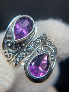 Sterling <b>Silver</b> Amethyst <b>Ring</b> Size 8 5 Handmade Gemstone <b>Ring</b> Made In India Jewelry Gift For Women Elegant - Product Image 6