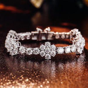 RAMDUT IMPEX Silver Moissanite Tennis Bracelet Floral Cluster Round Cut Sparkling Elegant Formal Trendy Jewelry Model RD-MTB45 - Product Image 2