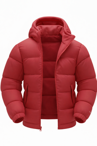 Blouson matelassé rouge à capuche pour homme, chaud et épais, coupe-vent décontracté pour l'extérieur, style streetwear, vente en gros OEM - Product Image 3