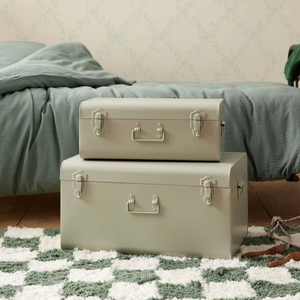 ชุดกล่องเก็บของโลหะสีครีมพร้อมอุปกรณ์ตกแต่งเข้าชุด สำหรับจัดระเบียบห้องนอนและจัดเก็บของในบ้านอย่างมีสไตล์ - Product Image 1