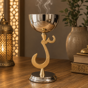 Brûleur d'encens arabe artisanal en laiton, Mabkhara en métal, encensoir de luxe pour Oud et charbon, décoration islamique, décoration festive pour Ramadan et Aïd - Product Image 5