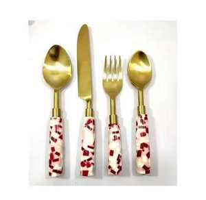 Meilleures ventes : Ensemble de couteaux de chef écologiques de style vintage avec manche en acier inoxydable poli miroir et résine, motif Damas - Product Image 2