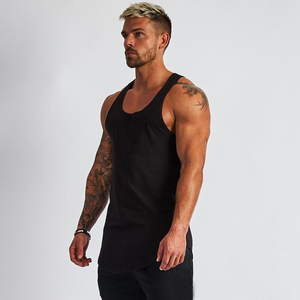 Débardeur pour homme en polyester 100% écologique, couleur unie noire, respirant, à séchage rapide, col rond, décontracté, tissé - Product Image 2