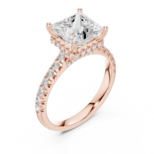 Anillo de Compromiso Vinson Project de Lujo con Moissanita Corte Princesa, Estilo Art Deco, con Piedras Laterales, Bañado en Oro Rosa, Acero Inoxidable - Product Image 4